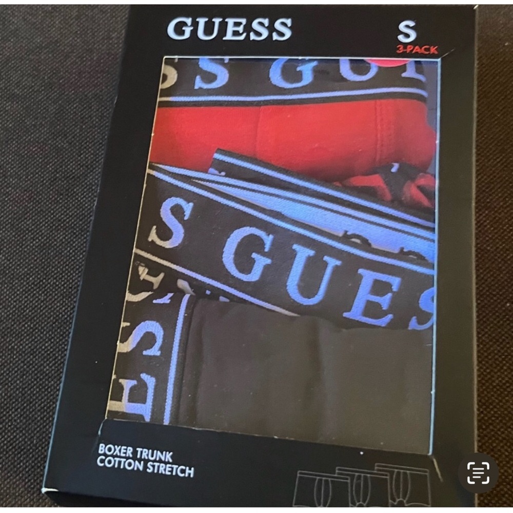🍀GUESS MENS SMALL COTTON STRETCH BOXER TRUNKS 3 PK ATHLETIC CUT NIB!!